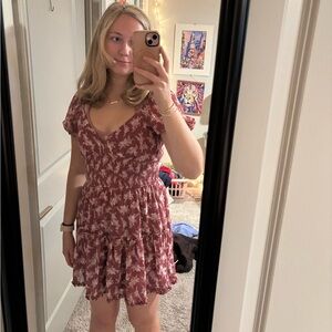 Altar'd State Burgundy Floral Long Sleeve Dress